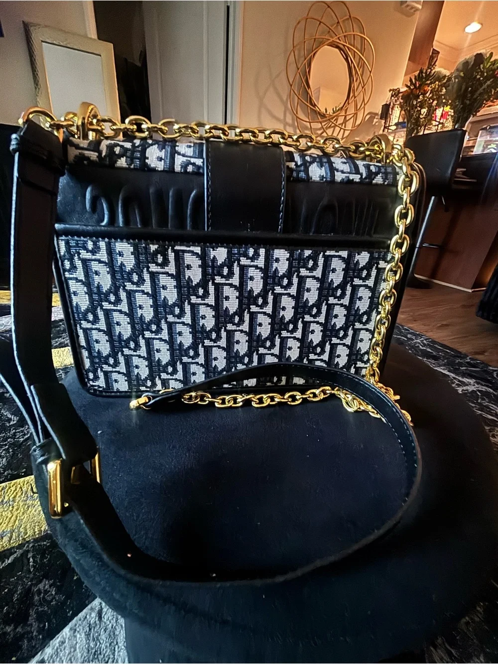 Dior Black & White Oblique CD Chain Shoulder Bag - Picture 2 of 7